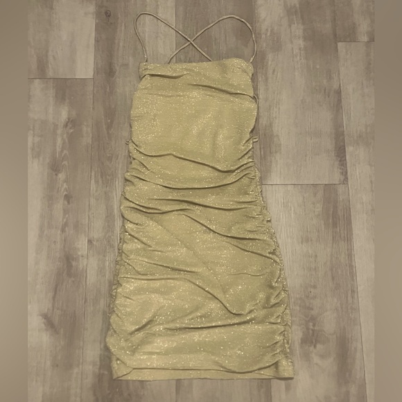 BabyBoo Sparkly Gold and Curve Hugging Mini Dress - NYE and Club Attire! - Picture 3 of 4